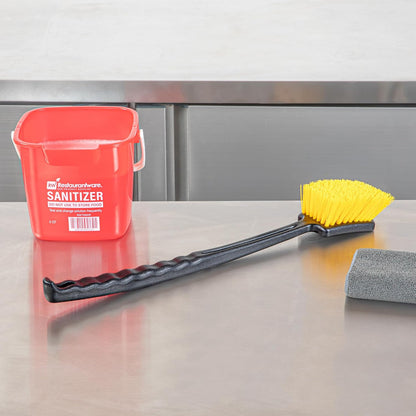 Restaurantware-Clean Tek Professional 10.24 Inch Utility Brush, 1 Heavy-Duty Scrub Brush - Plastic Bristles, Ergonomic Handle, Black Plastic Cleaning Scrub, Ideal for Indoor and Outdoor Cleaning