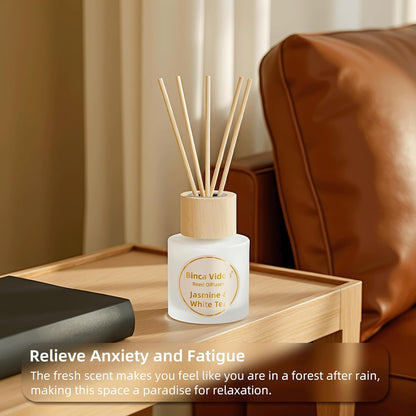 Reed Diffuser Set, Binca Vidou Lavender & Vanilla Natural Scent Oil Diffusers with Sticks for Home Office Bathroom Aromatherapy Decor 1.69oz x 2