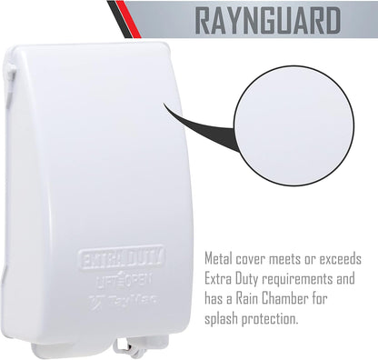 TayMac MX4280WH EXTRA DUTY White 1-Gang Expandable Weatherproof In-Use 2-in. to 3-1/2-in. In-Use Electrical Outlet Cover, Vertical, Outdoor Outlet Cover for Electrical Box, UFAST Configuration