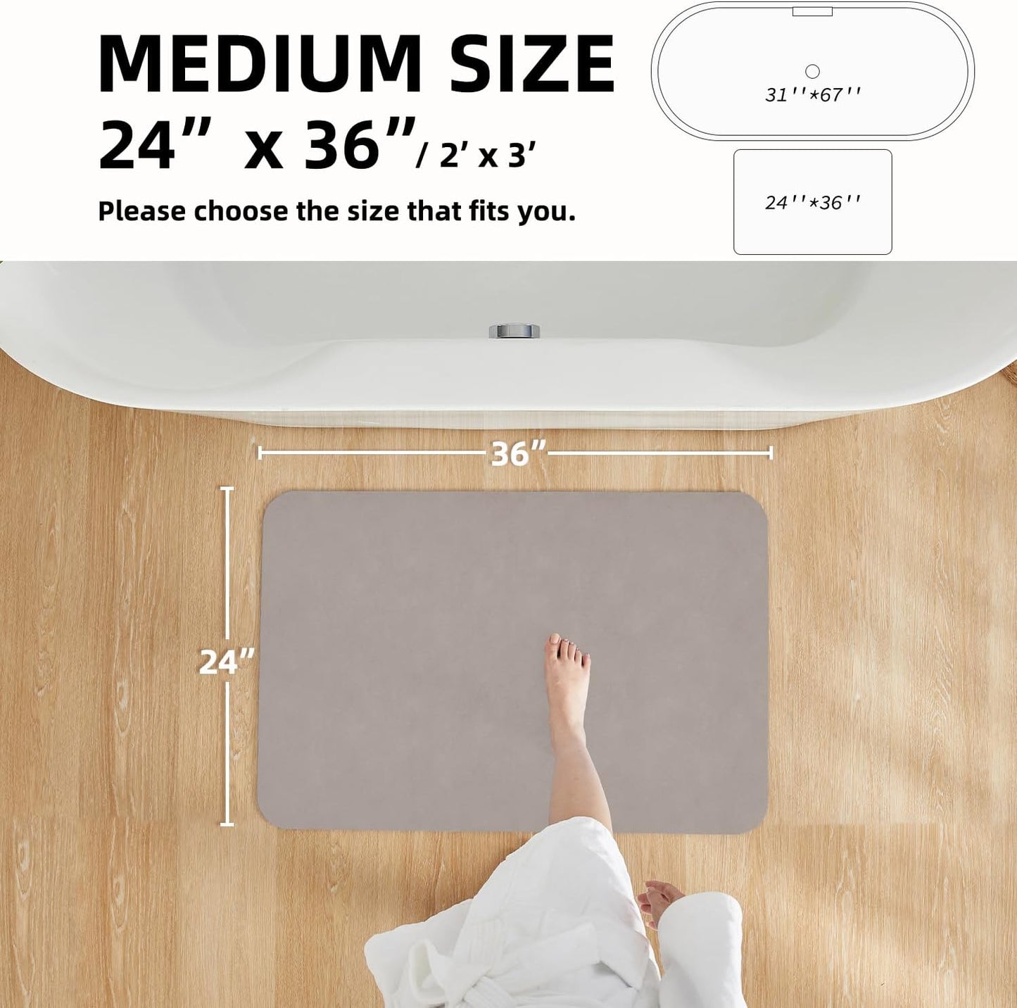 TYUU Bath Mat, Bathroom Rugs Non Slip Washable Thin Absorbent Quick Dry Bath Mat Fits Under Door Bathroom Floor Mat Perfect for Bath, Shower, or Sink 16"x24" Dark Grey
