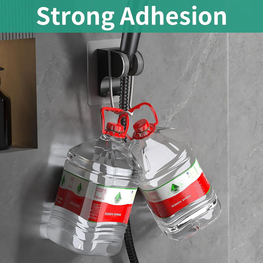 Hand Held Shower Head Holder Wall Mount, Shower Hose Holder Adhesive with 2 Hanger Hooks, Adjustable Shower Handle Holder, No Drilling Shower Wand Holder (‎Chrome, 1 Pack)