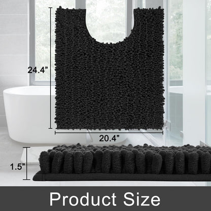 Yimobra Bathroom Rugs Non Slip Washable - Ultra Soft Absorbent Chenille Bath Mat, Quick Dry Shaggy Floor Carpet for Tub Shower, Gray Home Decor Accessories, 24x17 Inch