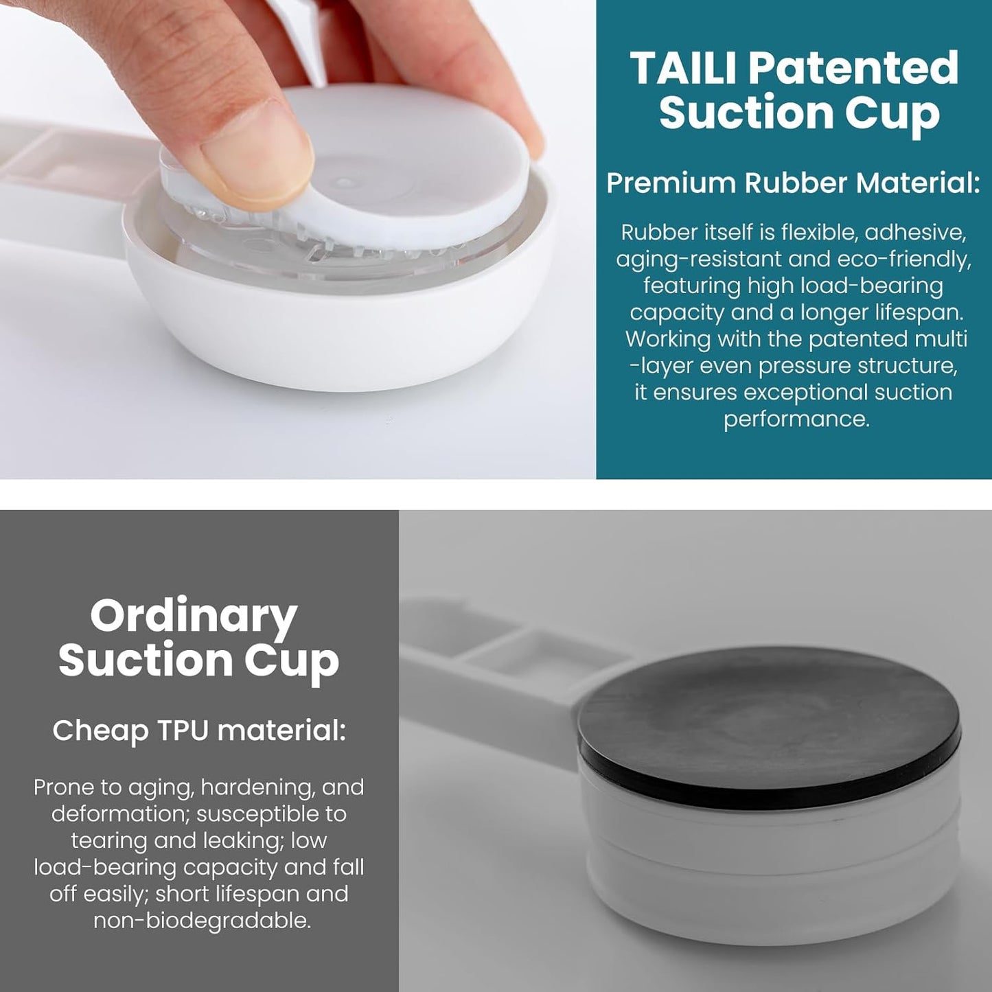 TAILI Suction Cup Razor Holder in Shower 2 Pack, Towel, Loofah, Shaver Holder for Bathroom Wall, Powerful Suction Cup Shower Hooks, Easy to Install and Reuse, White