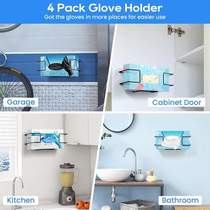 THYGIFTREE Glove Box Holder Wall Mount, Metal Dispenser Rack for Standard 100 Count Disposable Nitrile, Latex & Vinyl Glove Boxes, for Kitchen, Bathroom, Garage, White