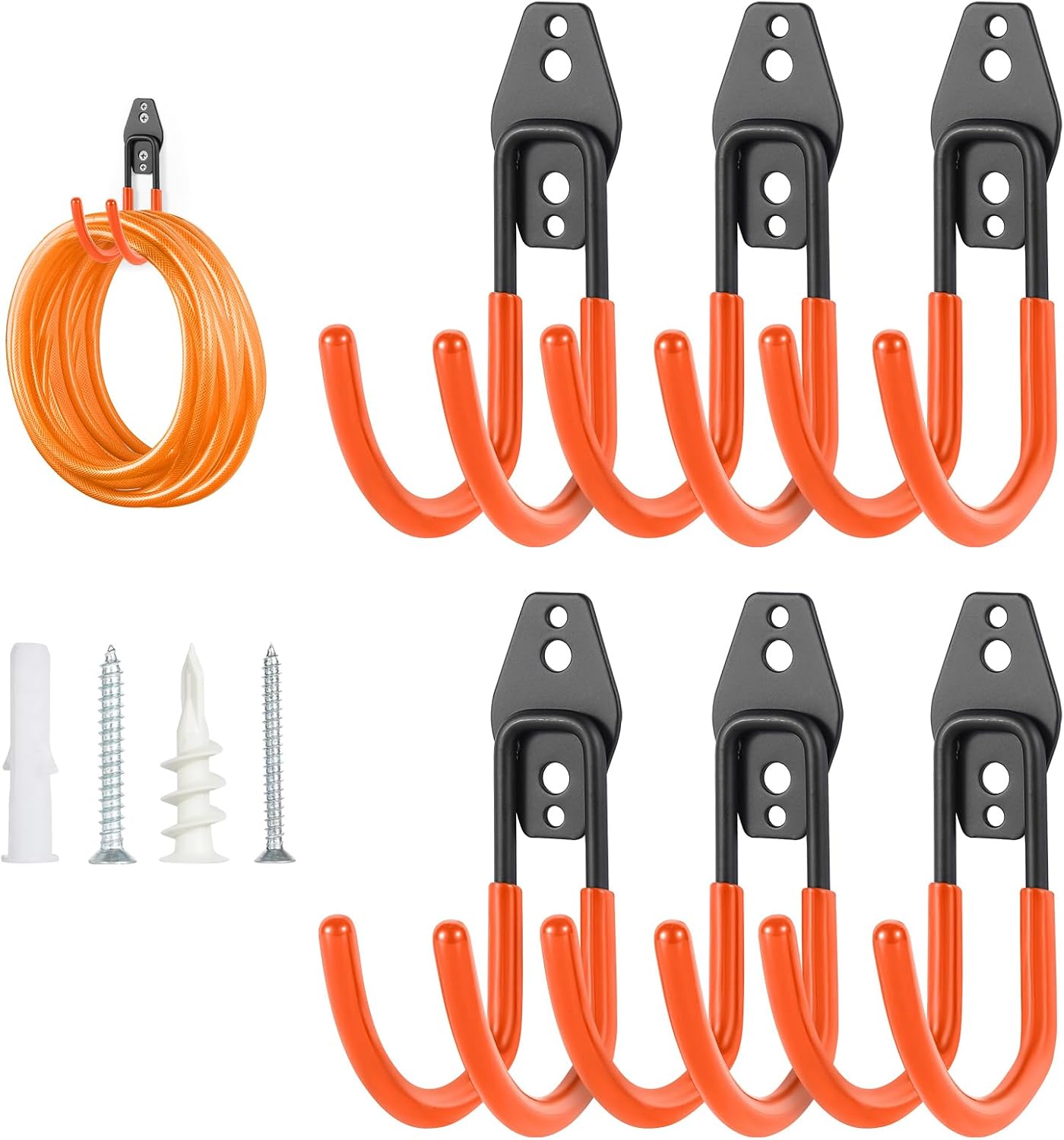 Hose Hanger Wall Mount 2 Pack,Heavy Duty Hose Holder with Screws Metal Hose Hangers for Outside,Hose Rack Suitable for Garage,Garden and Yard,Black