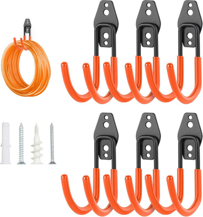 Hose Hanger Wall Mount 2 Pack,Heavy Duty Hose Holder with Screws Metal Hose Hangers for Outside,Hose Rack Suitable for Garage,Garden and Yard,Black