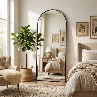 59"x16" Floor Mirror Full Length, Arched Full Length Mirror with Stand, Full Body Mirrors for Bedroom Living Room or Cloakroom Gold