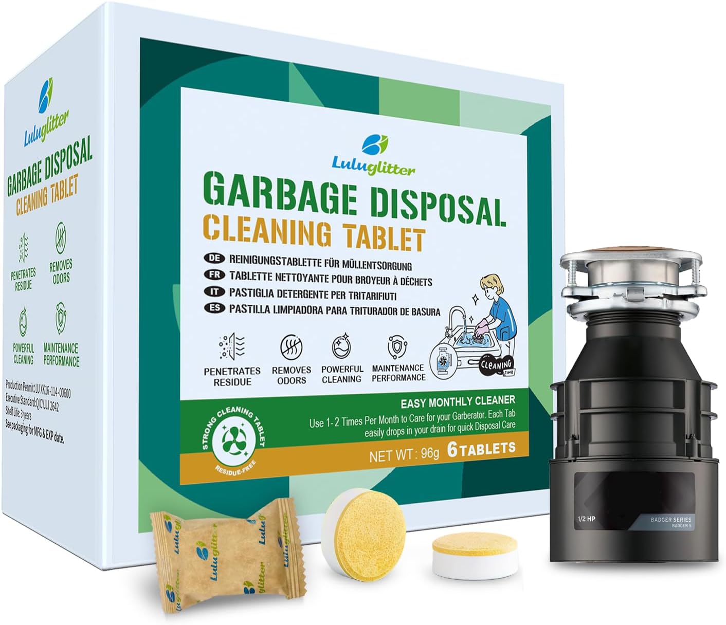 Garbage Disposal Cleaner Deodorizer Tablets 24 Pack Sink Freshener Kitchen | Deep foaming clean, Fresh scent, All disposal compatible,Effortless maintenance