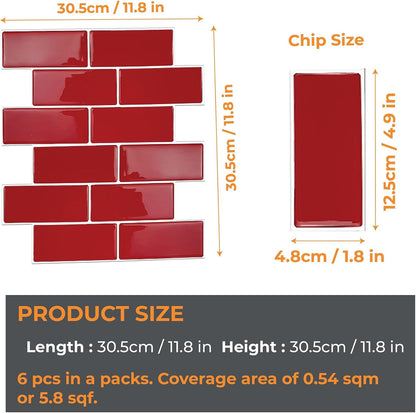 WALPLUS 20 Sheets Peel and Stick Kitchen Backsplash Tile Stickers Self Adhesive Stick on Subway Tile 12" x 6" Bathroom Splashback Water Heat Resistant 3D Wall Tiles Pure White Gray