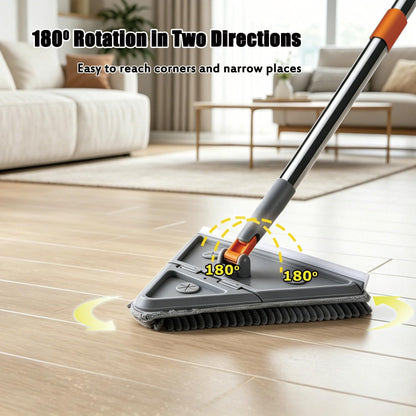 Wall Cleaner Mop with 98" Long Handle, Baseboard Cleaner Tool for Cleaning Ceilings, Windows, Corners, Vents, 2-in-1 Triangle & Rectangle Head with Squeegee, 10 Washable Pads