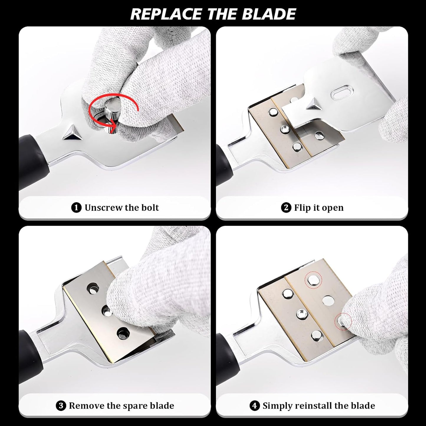 EHDIS Ceramic Hob Scraper with 10pcs Titanium Coated Blades – Metal Razor Blades Scraper Tool for Cooktop, Glass & Stove,Tile | Removes Burnt-On Food & Grease Without Scratching