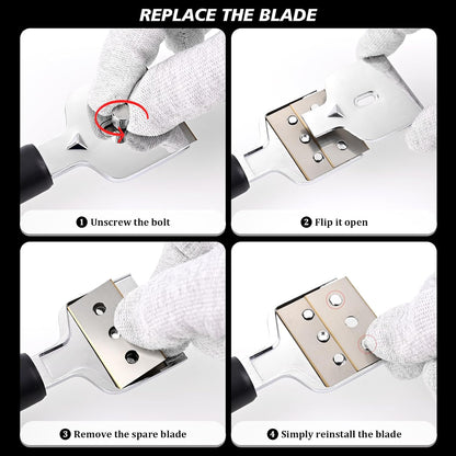 EHDIS Ceramic Hob Scraper with 10pcs Titanium Coated Blades – Metal Razor Blades Scraper Tool for Cooktop, Glass & Stove,Tile | Removes Burnt-On Food & Grease Without Scratching
