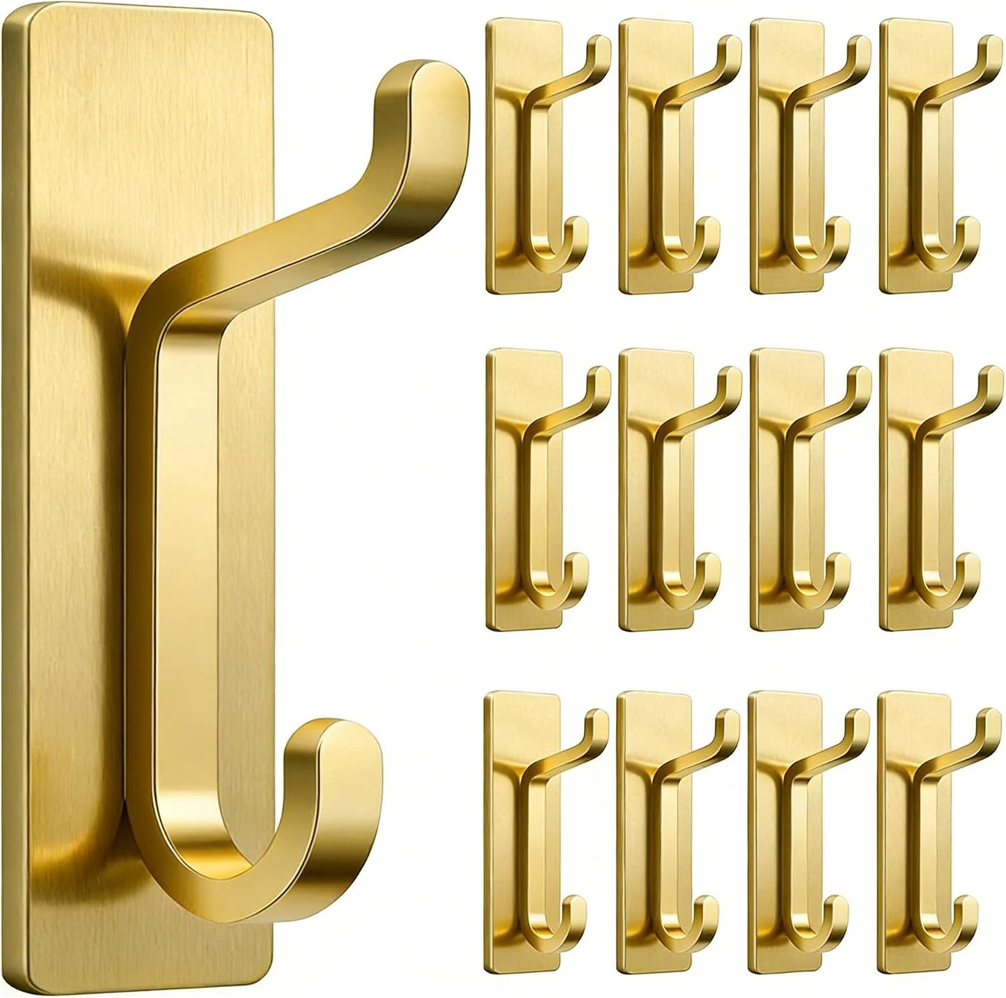 pickpiff Wall Hooks for Coat and Towel: 13LB Strong Adhesive Door Hanger Stick on, White 4 Pack