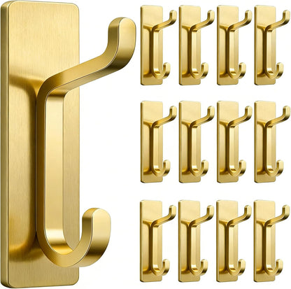 pickpiff Wall Hooks for Coat and Towel: 13LB Strong Adhesive Door Hanger Stick on, White 4 Pack