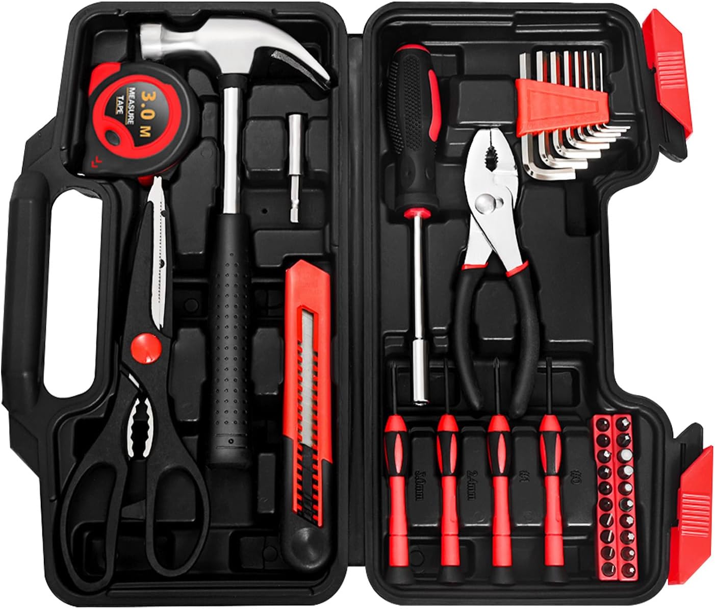 144-Piece General Household Hand Tool Kit with Plastic Toolbox Pink | Basic General Hand Tool Kit, Household Tool Set, for Home Repair, Office & College Dormitory Use, Daily Use for Women