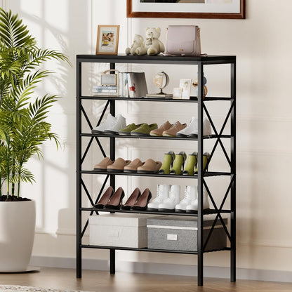 8 Tiers Tall Shoe Rack Organizer, Large Capacity Shoe Rack Holds 32 Pairs of Shoes, Durable and Stable, Adjustable Metal Shelf Stackable Shoe Shelf for Entryway, Hallway, Living Room, Closet