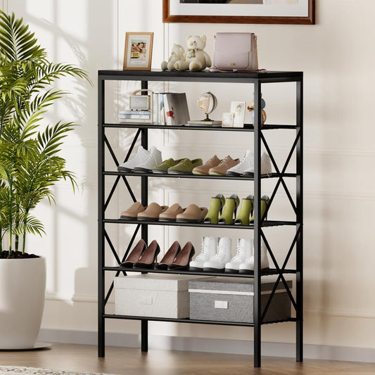 8 Tiers Tall Shoe Rack Organizer, Large Capacity Shoe Rack Holds 32 Pairs of Shoes, Durable and Stable, Adjustable Metal Shelf Stackable Shoe Shelf for Entryway, Hallway, Living Room, Closet