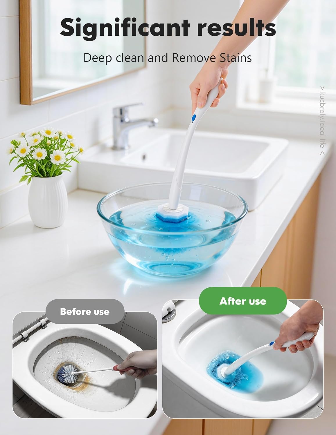 50 Count Toilet Cleaner Refills, Disposable Toilet Brush Refills Compatible with Clorox Wand for Bathroom Cleaning