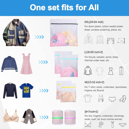 GOGOODA 7 PCS Mesh Laundry Bags, Delicates Washing Bags | Multisize for Sweater Blouse Hosiery Bras Machine Wash Bags for Travel Storage Organization