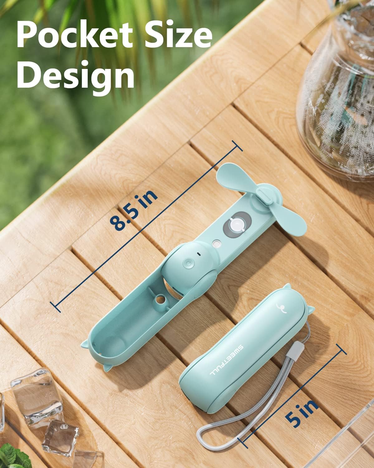 SWEETFULL Misting Fan Portable, Handheld Personal Mister Fans, Small Fan Rechargeable, Mini Spray Water Mist, Kids Women Portable Fans For Travel, Outdoors, Hiking, Camping Home Office (Pink)