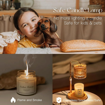 Candeldo Candle Warmer Lamp with Timer: Black Wax Melt Warmer | Height Adjustable, Dimmable, with 2 Bulbs, Modern Farmhouse Decor for Home, Bedroom, Gifts for Women, Birthday, Housewarming