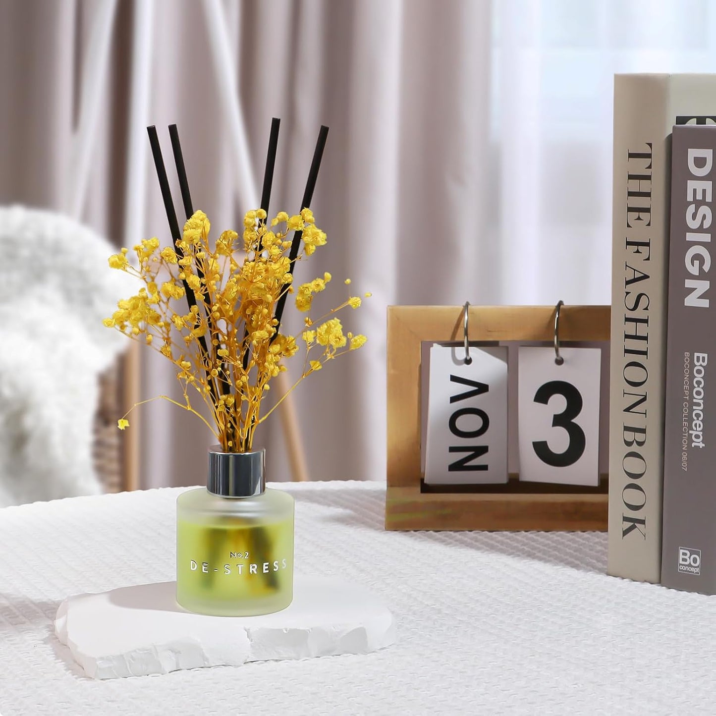 3 Pack Fragrance Reed Diffuser, 50ML Lavender Jasmine Lemongrass Aromatherapy Diffuser Set with 12 Black Fiber Sticks,Air Freshener for Bedroom Bathroom Office, 8.2X 6.6X 2.1 inch