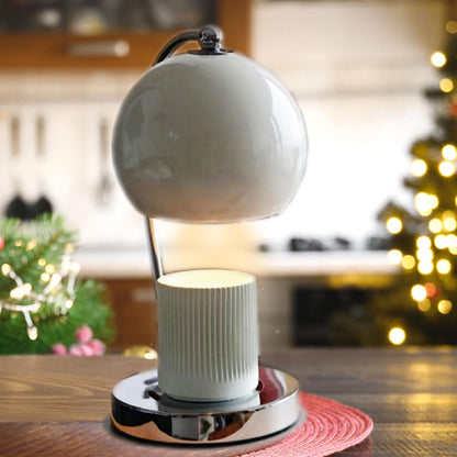 Candle Lamp Warmer, Wide Base Scented Candle Warmer with Timer and Dimmer, Modern Candle Melting Lattern, Home Decor Table Lamp (Silver)