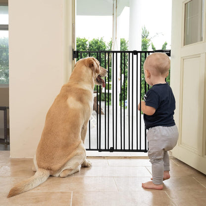 Babelio Baby Gate for Stairs, Kitchen & Doorways, No Bottom Bar| One-Handed Operation| Auto-Close| Hardware Mount (Drill Needed) Safety Dog/Pet Gate (Black - B17, 26-43" W, 28" H)