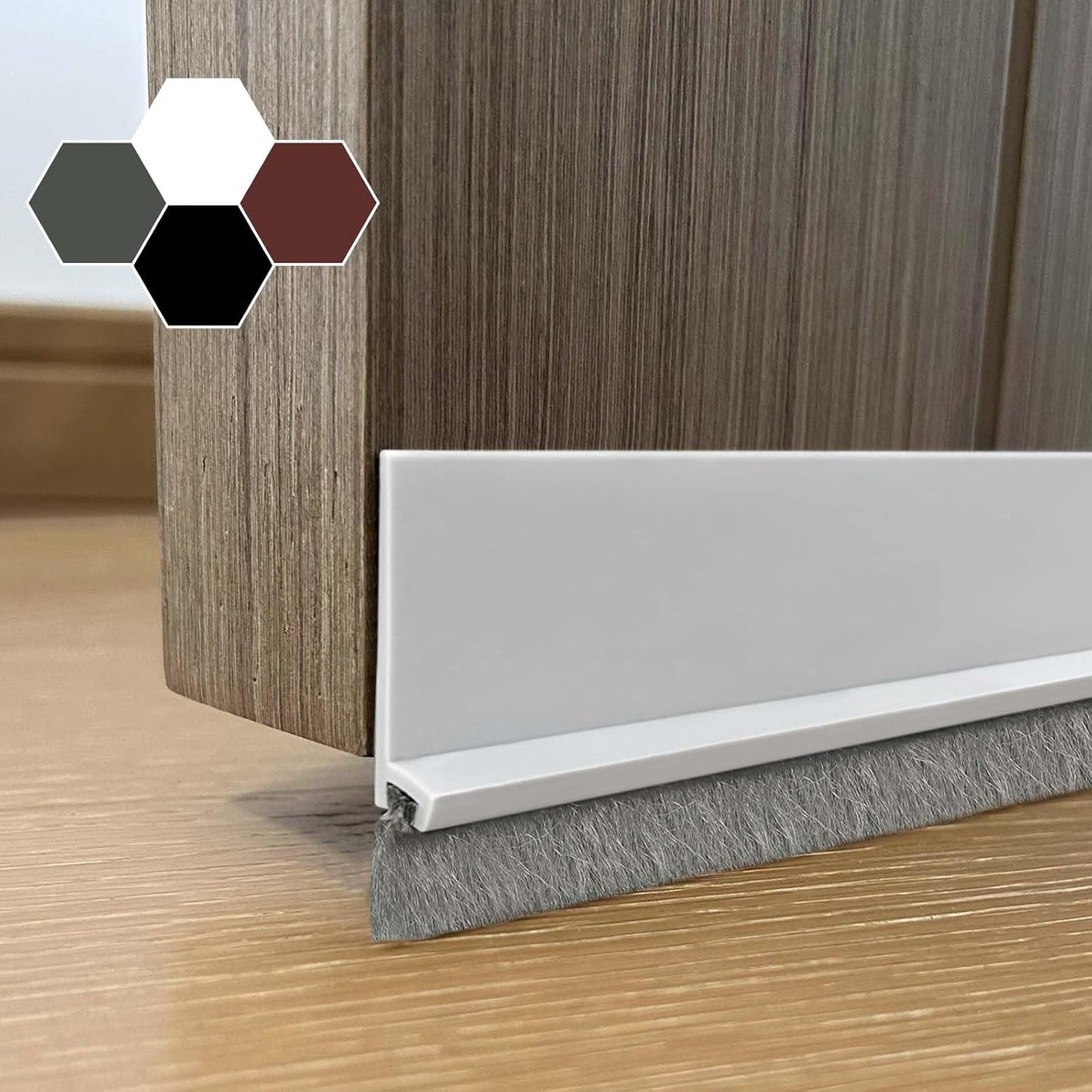 Door Sweep for Bottom of Door, Integrated Bottom Door Draft Stopper with Brush, Self-Adhesive Under Door Seal for Dust/Noise/Hot or Cold Air Insulation, Black 39.37" L/1" W