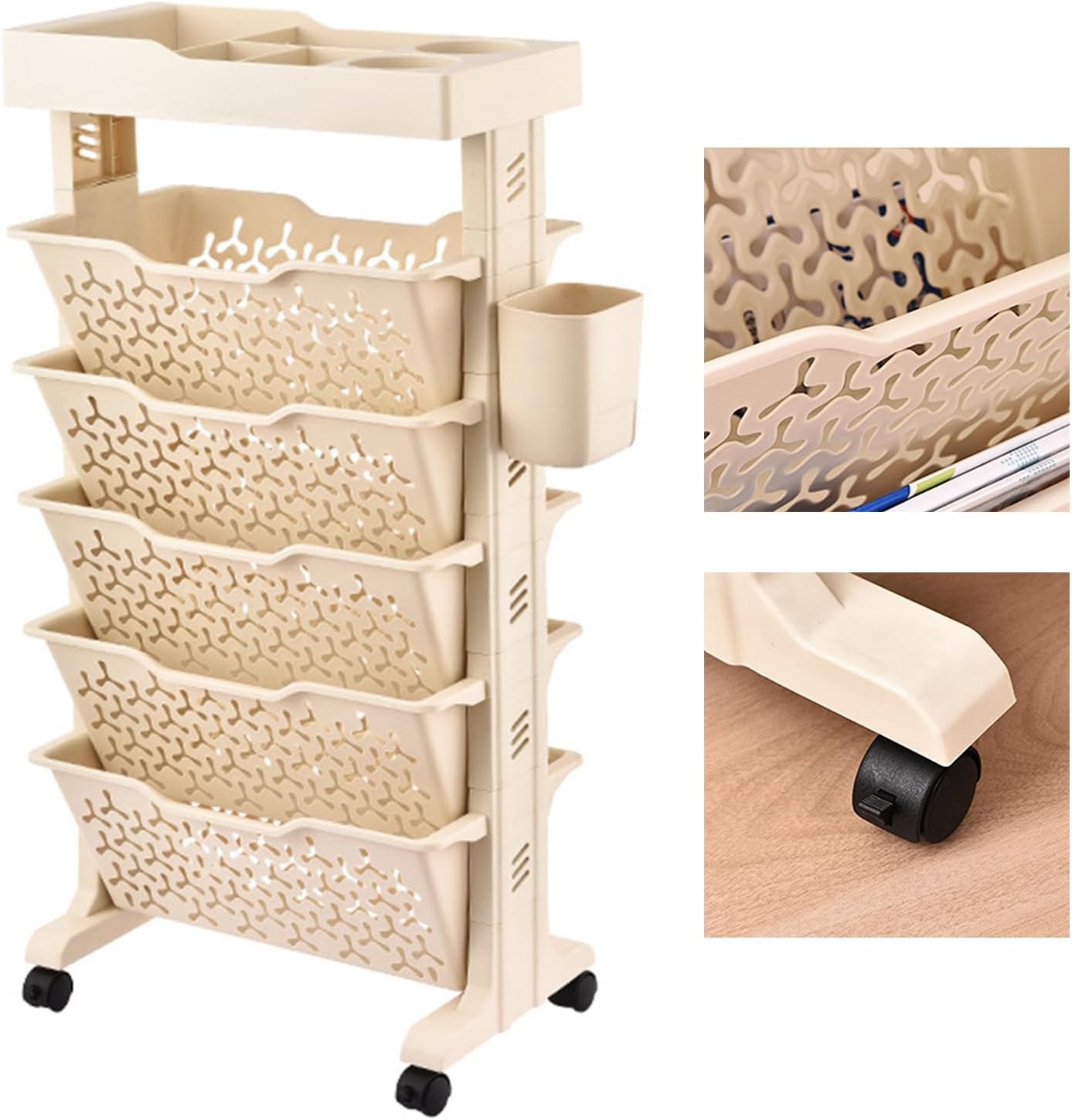 Slim Versatile Roller Cart Organizer for Home Office Storage Space 15.35 X 7.40 X 29.61 Inch