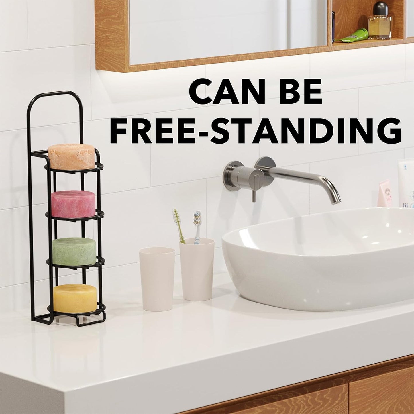 SpaceAid 4 Tier Shampoo Bar Holder for Shower, Self Draining Soap Bar Holders Caddy for Bathroom Wall and Kitchen Sink, Shampoo Bar Dish Rack, Stainless Steel Bar Soap Holder (Black)