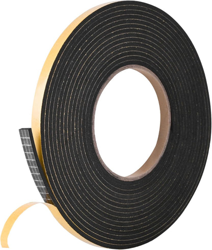 Kikerike Self Adhesive Foam Tape Weatherstrip 1/2In x 1/4In x 16.5Ft High Density Foam Insulation Strips Seal Weather Stripping with Strong Adhesive for Door and Window Sound Isolation Soundproofing