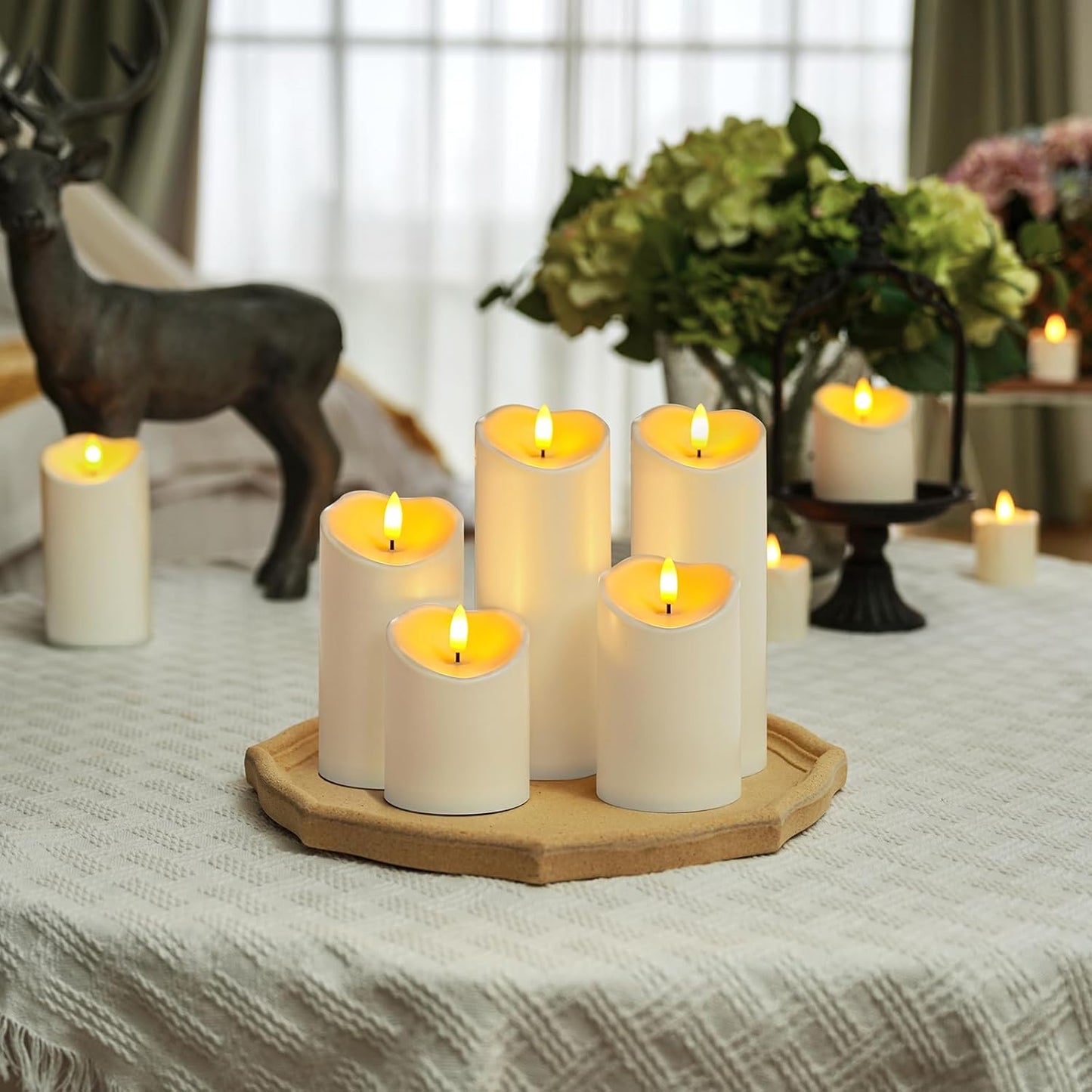 Homemory Dripping Wax Flameless Candles, Battery Operated Candles with Remote Control and Timers, LED Pillar Candles, Electric Fake Candles, 3" x 6", Set of 2