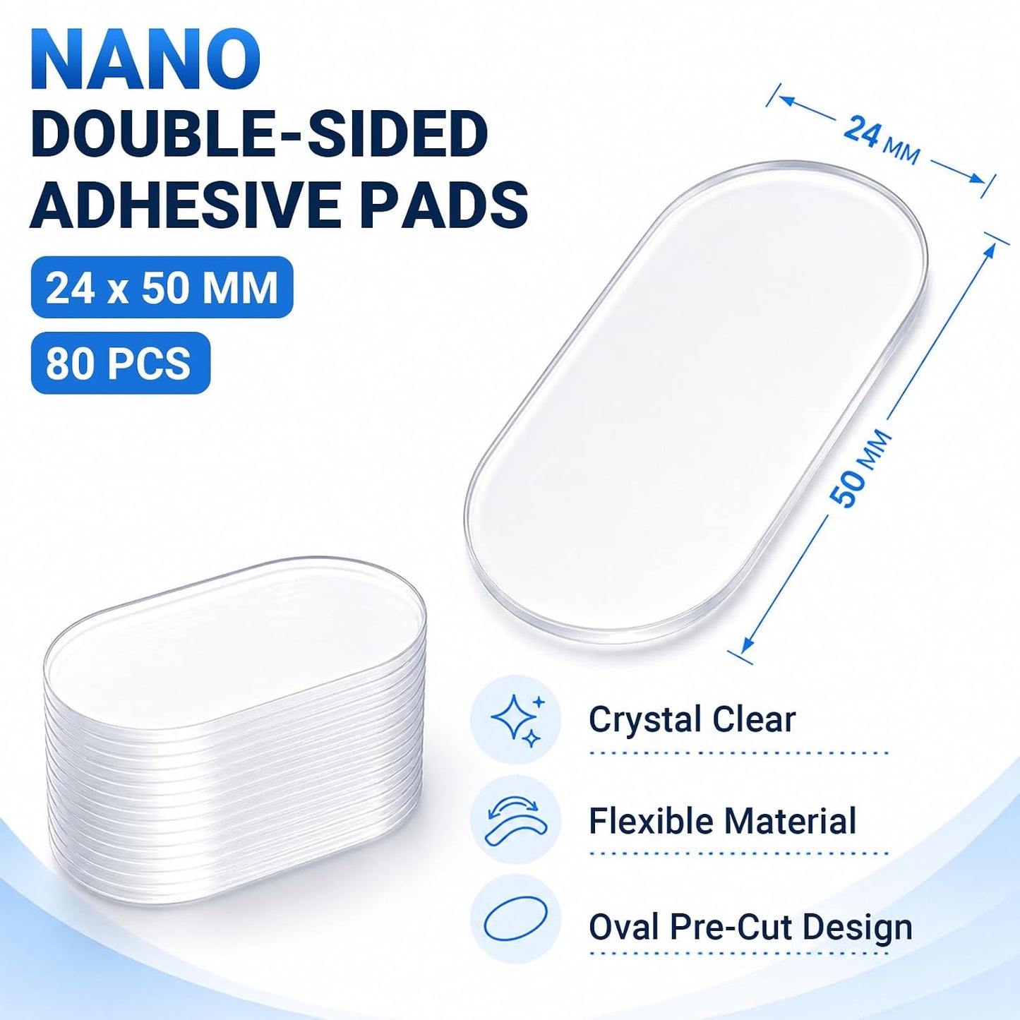 48PCS Nano Double Sided Adhesive Pads,Waterproof No Damage Removable Heavy Duty Mounting Tapes,Clear Residue-Free Strong Sticky Pads for Walls,Hanging Pictures, DIY Craft Home Office