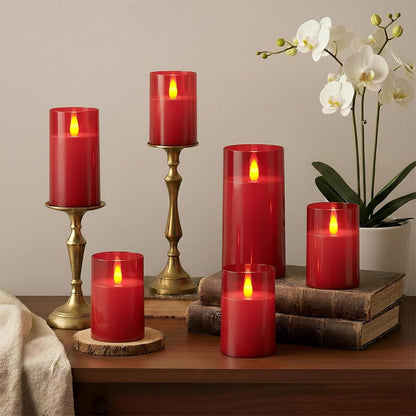 Raycare Flameless Electronic Pillar Candles with Remote Control and Timer- Battery Operated Realistic Flickering LED Fake Candle for Home, Wedding, Valentine's Day, Decor,White,Set of 2(3"x6"6")