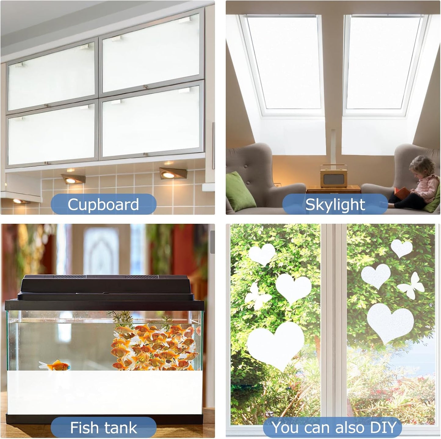 HIDBEA Frosted Window Privacy Film - Non Adhesive Static Cling Glass Stickers Sun UV Blocking Heat Control Door Covering Decals for Home Office, 23.6 x 78.7 Inch