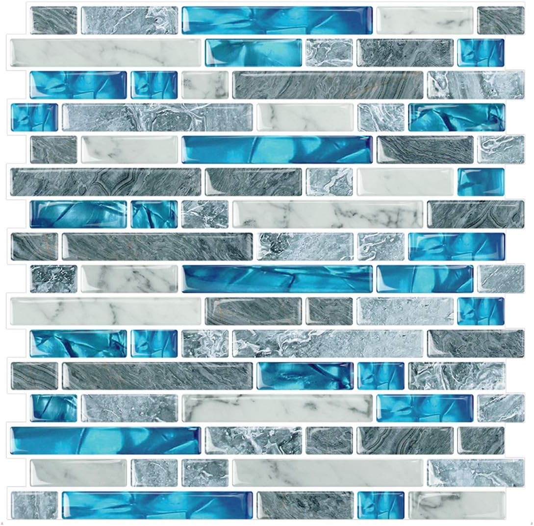 STICKGOO Thicker Design Peel and Stick, Self Adhesive Stick On Tile Backsplash for Kitchen and Bathroom, Beige & White, 12”×12”, 10 Sheets
