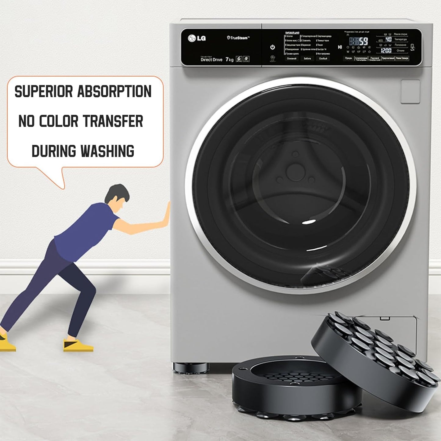 4 Pcs Anti Vibration Pads For Washing Machine, Foot pads with suction cups Prevent Sliding Out, Soundproofing Base for Appliances, Floor Protector
