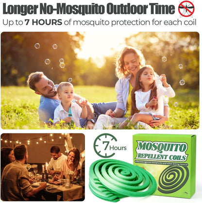 20 Pack Mosquito Repellent Coils, Natural Citronella Incense for Patio & Outdoor - 7 Hour Long Lasting Bug Repellent for Yard, Camping & Deck - Plant Based Insect Control with 1 Holder 2 Stands