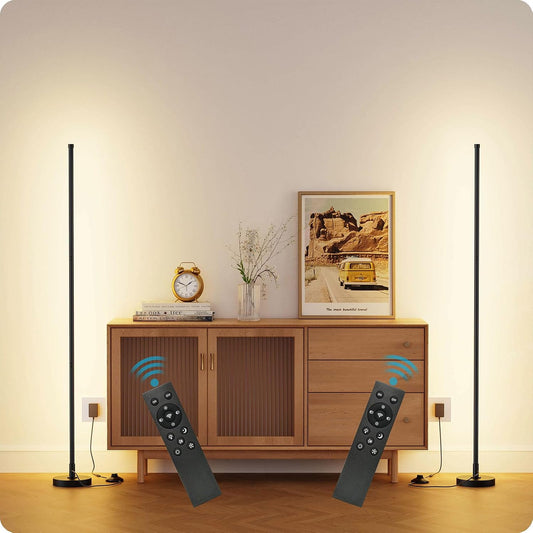Corner Lamp, Minimalist LED Lamp with Remote Control, Dimmable Corner Light, Corner Floor Lamp Perfect for Living Room, Bedroom, Home Office, 7 Color Temperature 3000K-6000K (Black, 1 Pack)