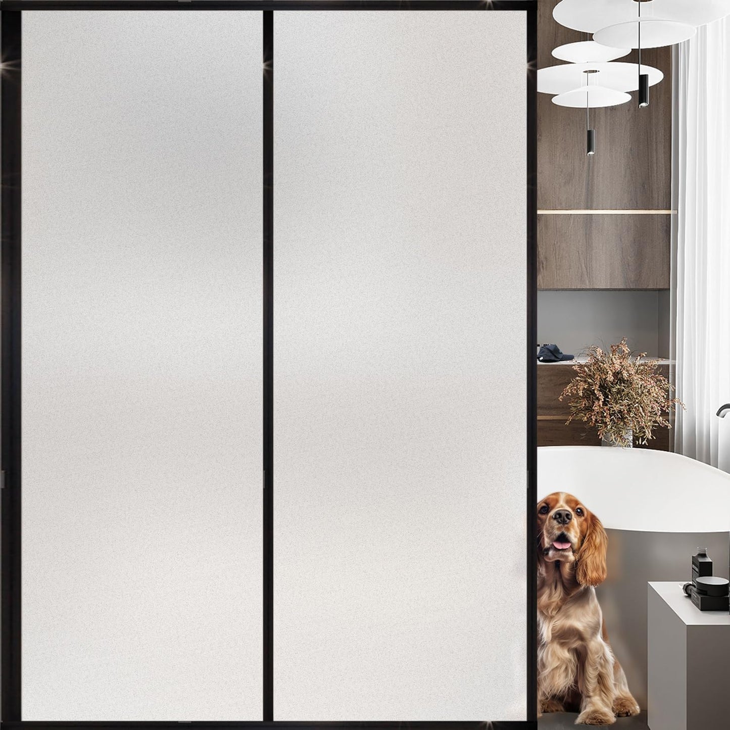 Frosted Window Film, Removable Glass Door Privacy Film, Suitable for Bathrooms, Offices, Static Cling Decorative Film, Reusable Window Stickers (Pure, 17.5X78.7 Inch)