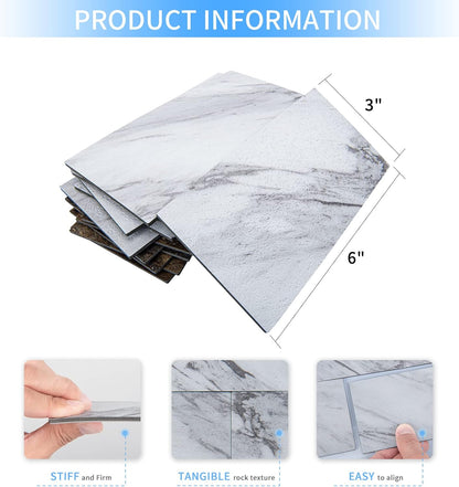 Art3d 102-Piece Peel and Stick Wall Tile for Kitchen Backsplash, Bathroom, Fireplace, 3in. × 6in. Stick on Subway Tile, Glossy White