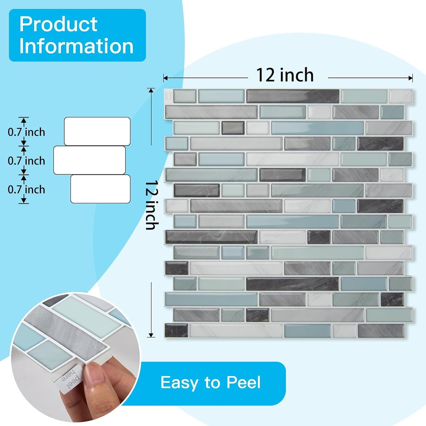 Art3d 10-Sheet Heavy-Duty Peel and Stick Backsplash, Waterproof Wall Tiles Stick on Kitchen Backsplash Living Space, Beige & White