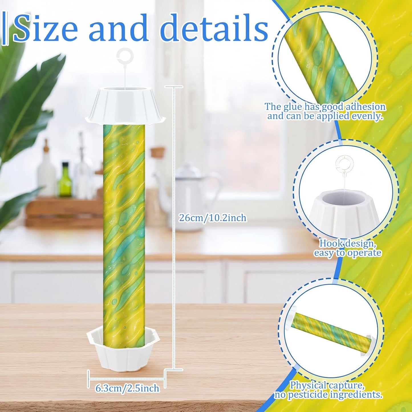 Qualirey 12 Pcs Sticky Fly Trap Fly Stick Indoor Outdoor Long Lasting Hanging Flies Bug Catcher Paper Tape Strips with Hook for Wasps Gnats Bug Insects Fruit Flies Mosquitoes (Stylish-3,Yellow)