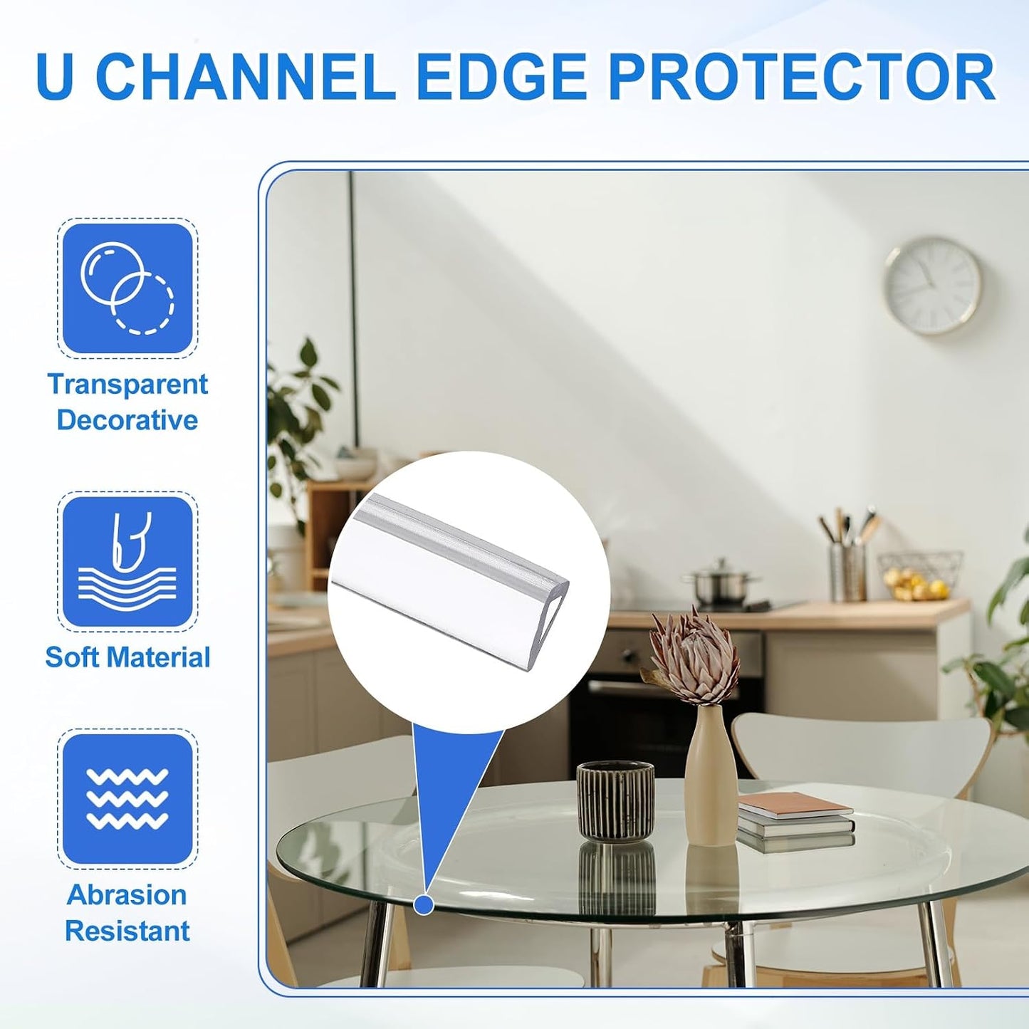 uxcell Clear Edge Trim, 13.1Ft Silicone U Channel Edge Protector, Edges Guards Fits 1/32"-3/32" for Car Doors Sheet Metal Parts (3/16" W x 3/8" H)