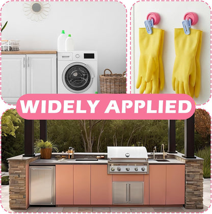 Geelin Dish Glove Clip with Suction Cup Easy Install Removable Transparent Plastic Wall Mounted Hook for Kitchen Use Space-Saving Washable Design for Dish Gloves Towels(2 Pcs)
