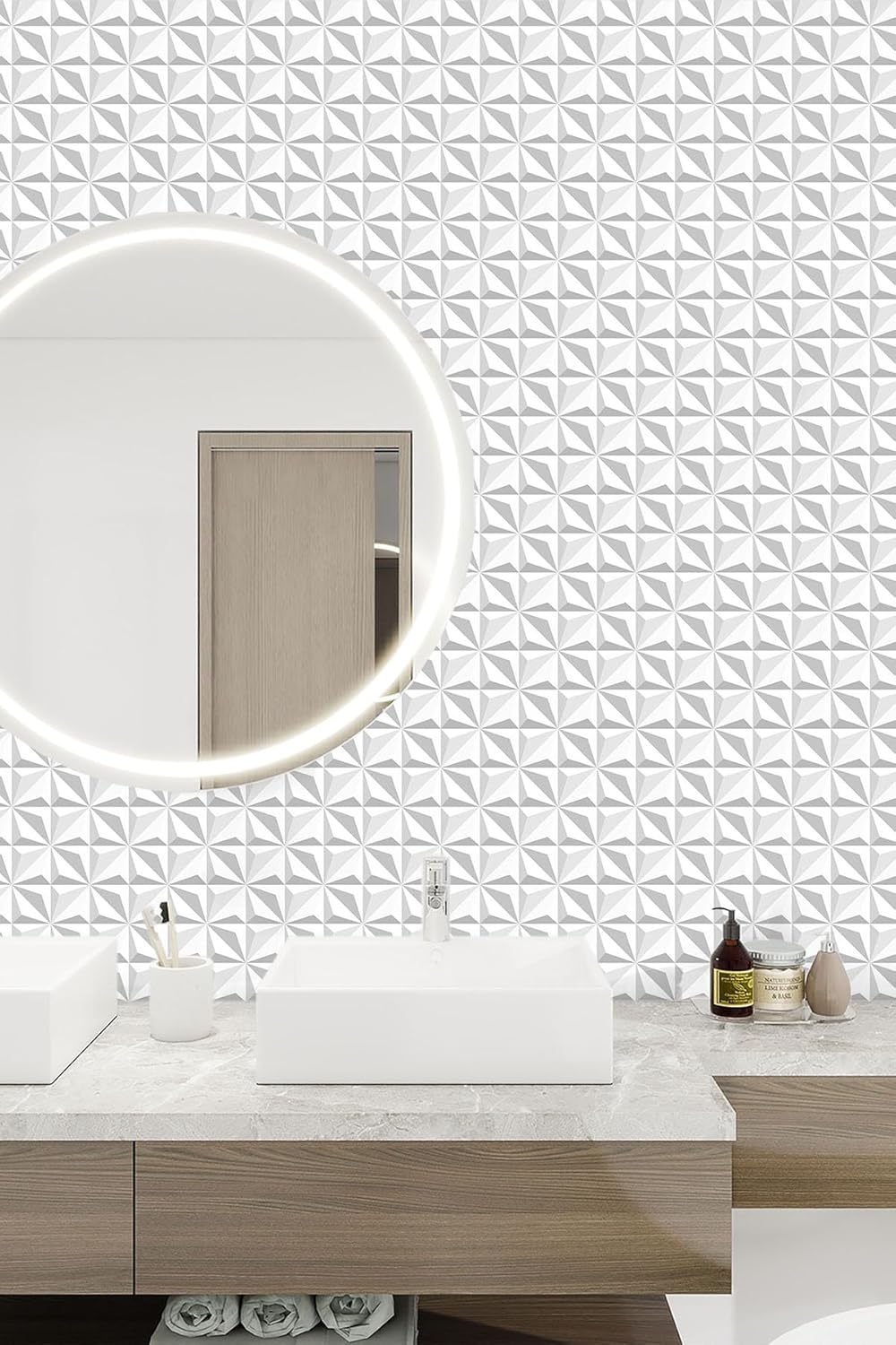 Floral Peel and Stick Wallpaper 3D Effect Interior Wall Décor Contact Paper Self Adhesive Removable Renter Friendly for Bedroom Living Cabinet Room 17.7in x 9.8ft (Not Textured Wallpaper