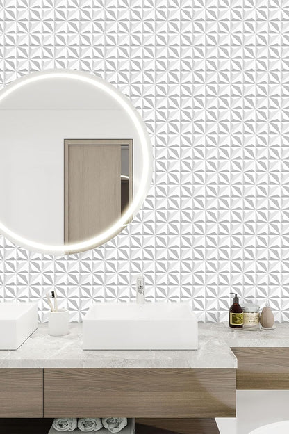 Floral Peel and Stick Wallpaper 3D Effect Interior Wall Décor Contact Paper Self Adhesive Removable Renter Friendly for Bedroom Living Cabinet Room 17.7in x 9.8ft (Not Textured Wallpaper