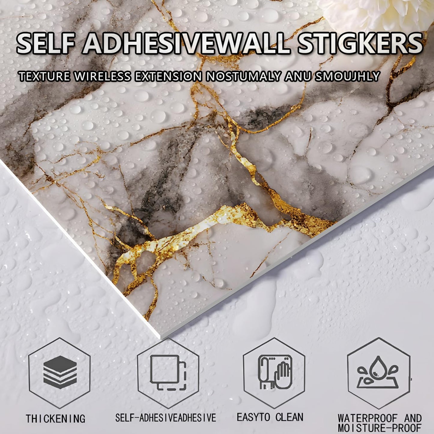 10pcs Peel and Stick Tile Shower Waterproof Marble Tiles Wall Panels, 11.8"x11.8" Self-Adhesive Backsplash Tile, PVC Wall Panels Shower Tiles for Home Bathroom, Kitchen, Living Room Blue