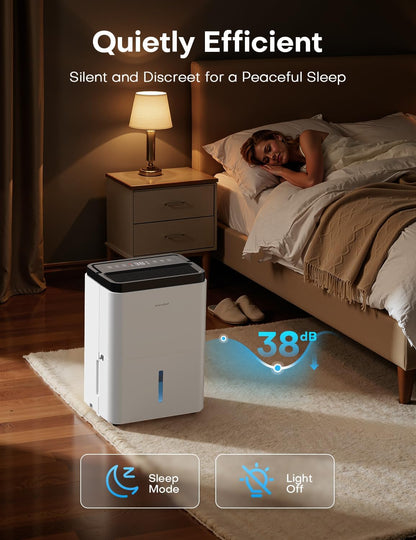 Dehumidifiers for Home, 35oz Dehumidifier for Bathroom with Auto Shut-off Auto Defrost, Whisper Quiet Dehumidifier for Bedroom Office RV Closet Wardrobe (White)